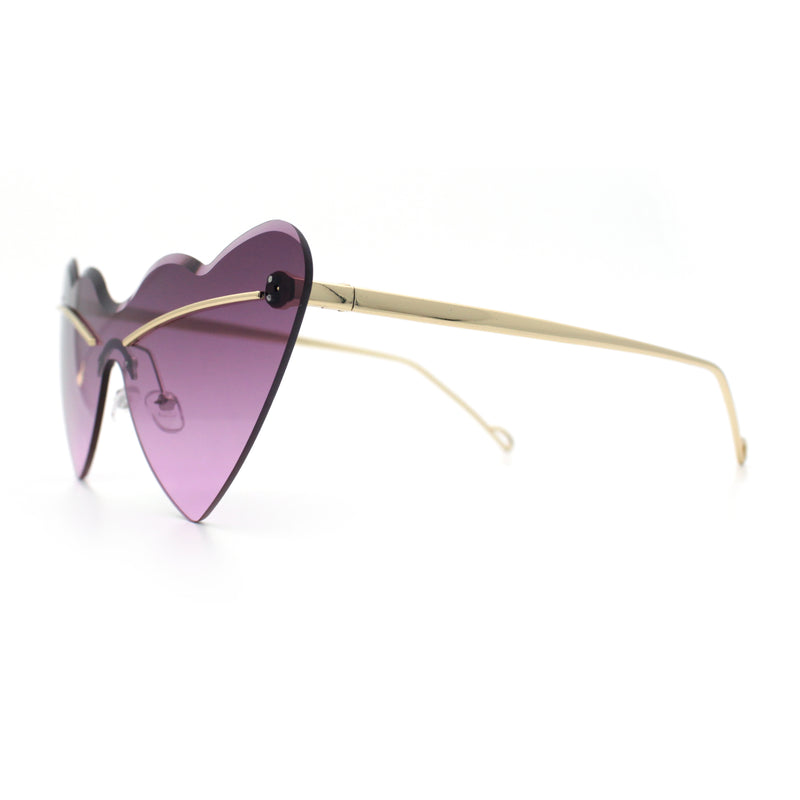 Womens Oversized Shield Cat Eye Heart Shape Flirty Sunglasses