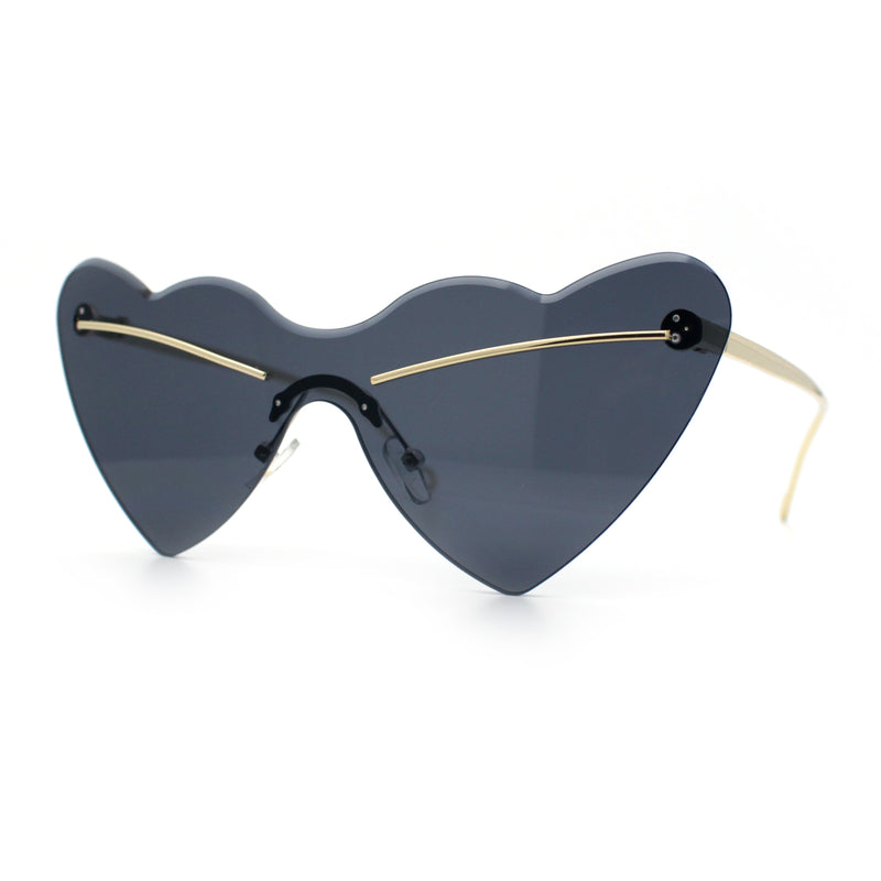 Womens Oversized Shield Cat Eye Heart Shape Flirty Sunglasses