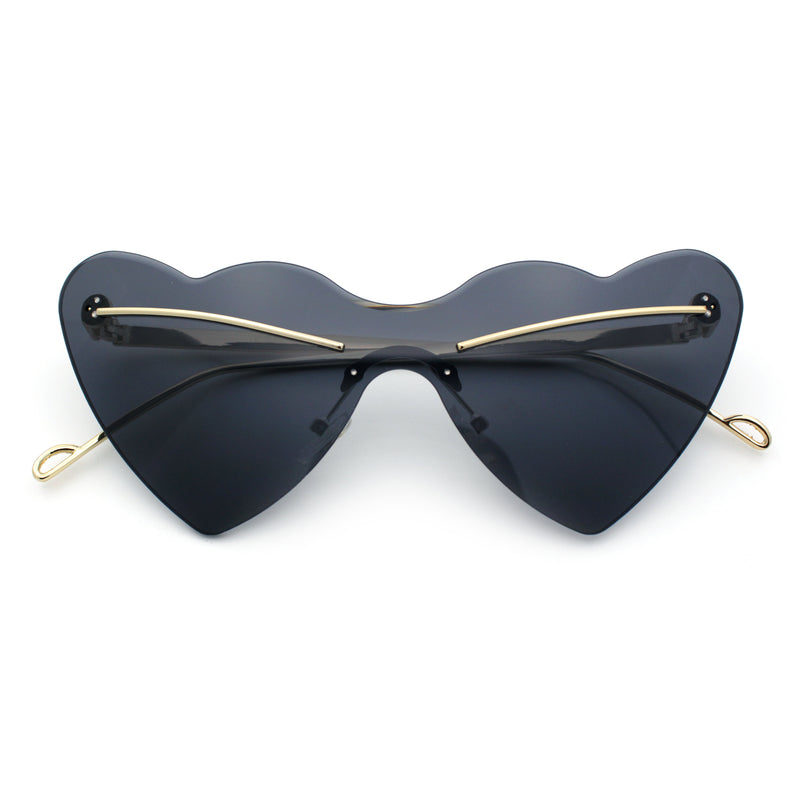 Womens Oversized Shield Cat Eye Heart Shape Flirty Sunglasses