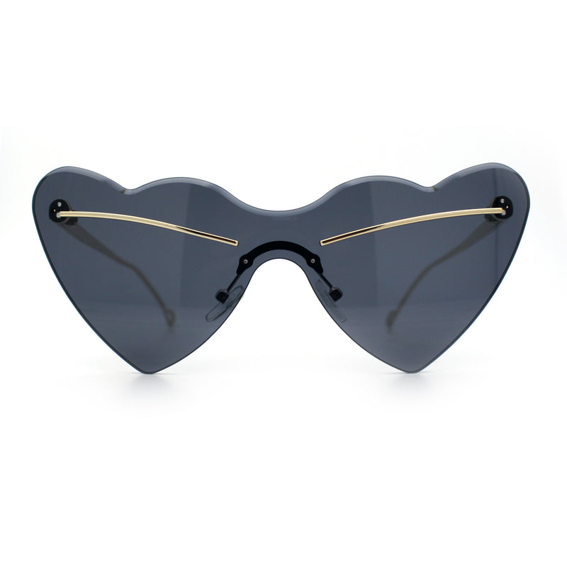 Womens Oversized Shield Cat Eye Heart Shape Flirty Sunglasses