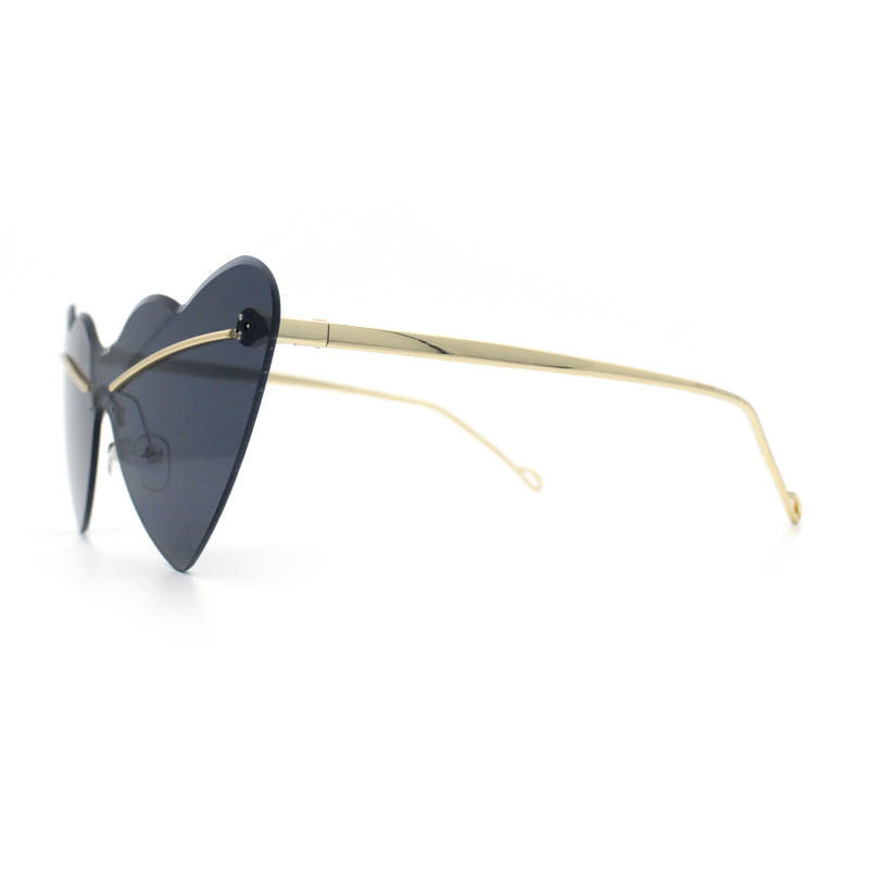 Womens Oversized Shield Cat Eye Heart Shape Flirty Sunglasses