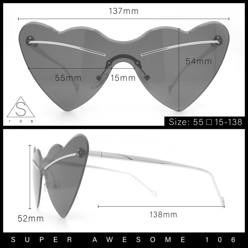 Womens Oversized Shield Cat Eye Heart Shape Flirty Sunglasses