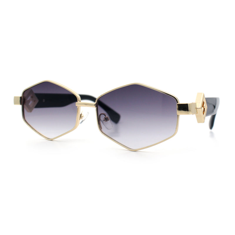 Womens Hipster Diamond Shape Luxury Fashion Metal Rim Sunglasses