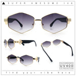Womens Hipster Diamond Shape Luxury Fashion Metal Rim Sunglasses