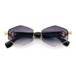 Womens Hipster Diamond Shape Luxury Fashion Metal Rim Sunglasses