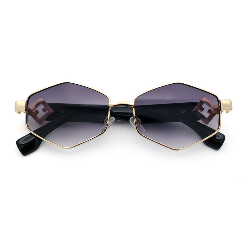 Womens Hipster Diamond Shape Luxury Fashion Metal Rim Sunglasses