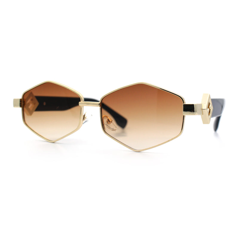 Womens Hipster Diamond Shape Luxury Fashion Metal Rim Sunglasses