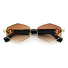 Womens Hipster Diamond Shape Luxury Fashion Metal Rim Sunglasses