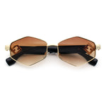 Womens Hipster Diamond Shape Luxury Fashion Metal Rim Sunglasses