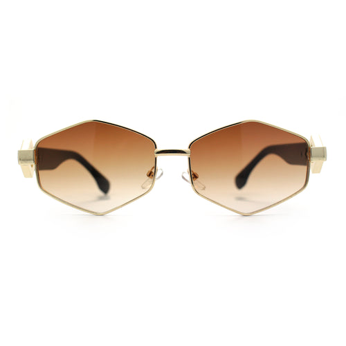 Womens Hipster Diamond Shape Luxury Fashion Metal Rim Sunglasses