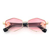 Womens Hipster Diamond Shape Luxury Fashion Metal Rim Sunglasses