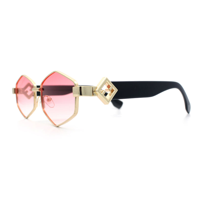 Womens Hipster Diamond Shape Luxury Fashion Metal Rim Sunglasses