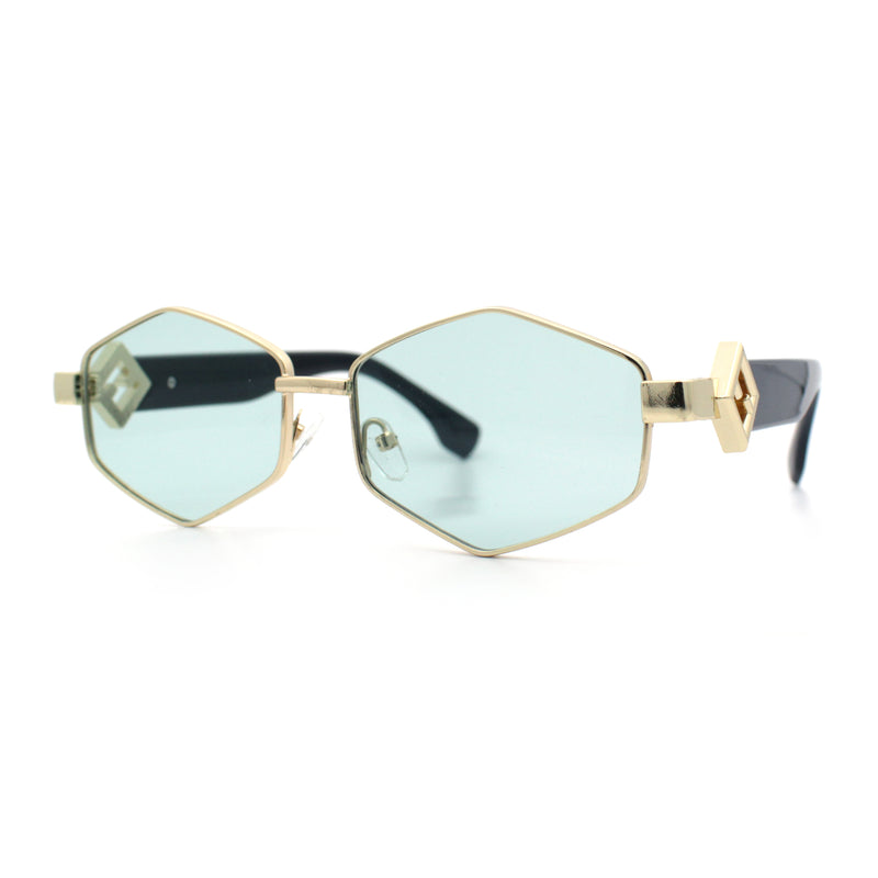 Womens Hipster Diamond Shape Luxury Fashion Metal Rim Sunglasses