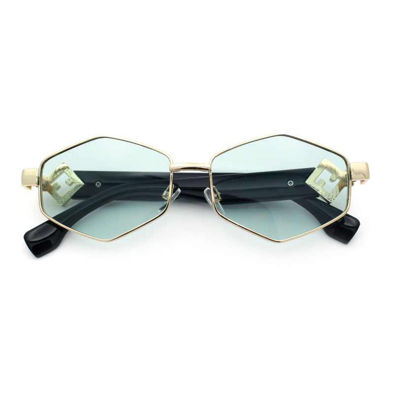 Womens Hipster Diamond Shape Luxury Fashion Metal Rim Sunglasses