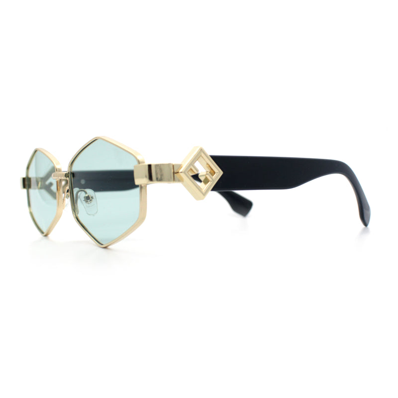 Womens Hipster Diamond Shape Luxury Fashion Metal Rim Sunglasses