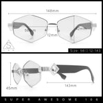 Womens Hipster Diamond Shape Luxury Fashion Metal Rim Sunglasses