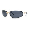 Rimless Narrow Rectangle Wrap Luxury Metal Rim Oversized Sunglasses