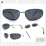 Rimless Narrow Rectangle Wrap Luxury Metal Rim Oversized Sunglasses