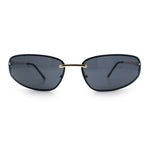Rimless Narrow Rectangle Wrap Luxury Metal Rim Oversized Sunglasses