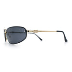 Rimless Narrow Rectangle Wrap Luxury Metal Rim Oversized Sunglasses