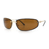 Rimless Narrow Rectangle Wrap Luxury Metal Rim Oversized Sunglasses