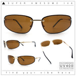 Rimless Narrow Rectangle Wrap Luxury Metal Rim Oversized Sunglasses