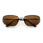 Rimless Narrow Rectangle Wrap Luxury Metal Rim Oversized Sunglasses