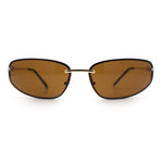 Rimless Narrow Rectangle Wrap Luxury Metal Rim Oversized Sunglasses