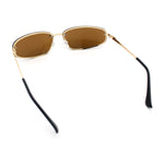 Rimless Narrow Rectangle Wrap Luxury Metal Rim Oversized Sunglasses