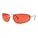 Rimless Narrow Rectangle Wrap Luxury Metal Rim Oversized Sunglasses