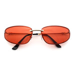 Rimless Narrow Rectangle Wrap Luxury Metal Rim Oversized Sunglasses