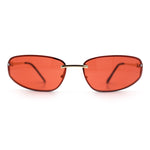 Rimless Narrow Rectangle Wrap Luxury Metal Rim Oversized Sunglasses