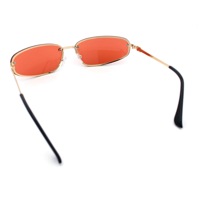 Rimless Narrow Rectangle Wrap Luxury Metal Rim Oversized Sunglasses