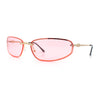 Rimless Narrow Rectangle Wrap Luxury Metal Rim Oversized Sunglasses