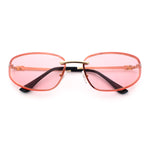 Rimless Narrow Rectangle Wrap Luxury Metal Rim Oversized Sunglasses