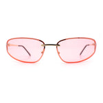 Rimless Narrow Rectangle Wrap Luxury Metal Rim Oversized Sunglasses