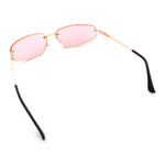 Rimless Narrow Rectangle Wrap Luxury Metal Rim Oversized Sunglasses