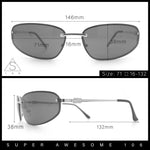 Rimless Narrow Rectangle Wrap Luxury Metal Rim Oversized Sunglasses