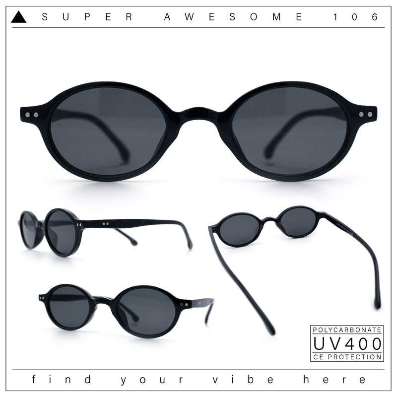 Hipster Snug Oval Round Thin Plastic Horn Rim Hustler Sunglasses