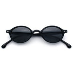 Hipster Snug Oval Round Thin Plastic Horn Rim Hustler Sunglasses