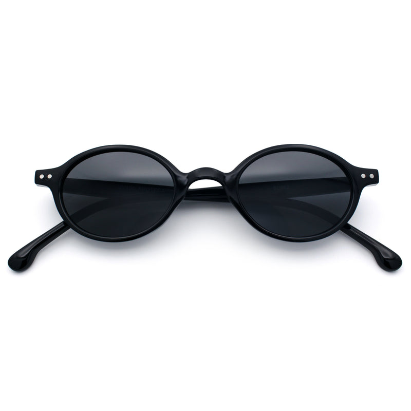 Hipster Snug Oval Round Thin Plastic Horn Rim Hustler Sunglasses