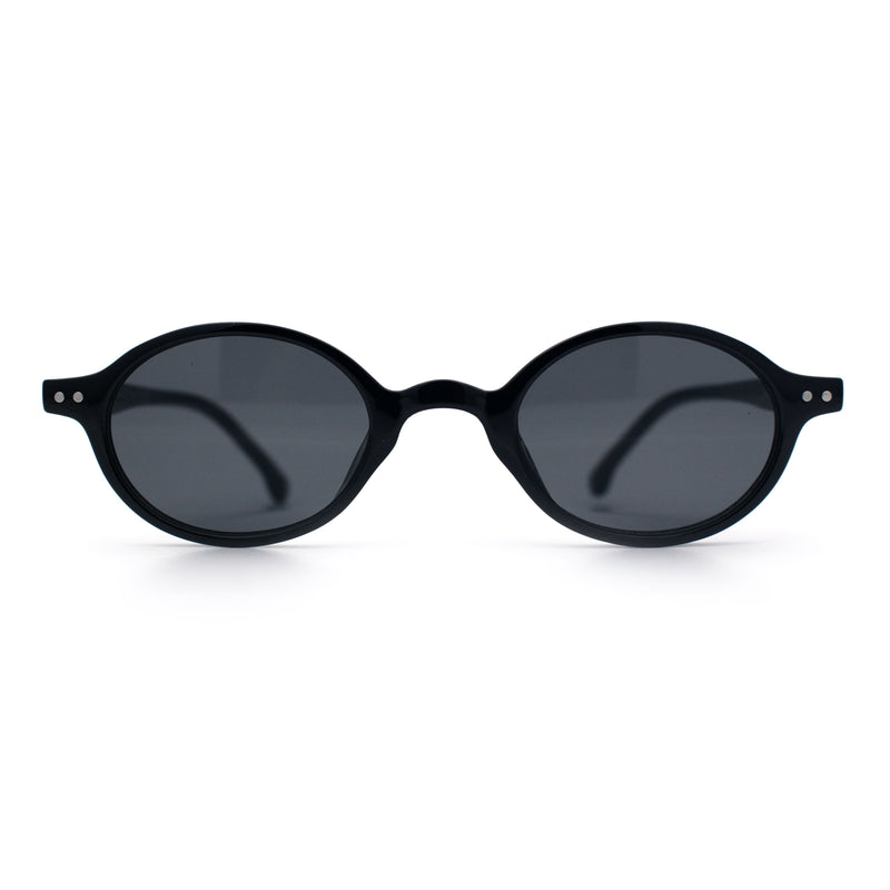 Hipster Snug Oval Round Thin Plastic Horn Rim Hustler Sunglasses