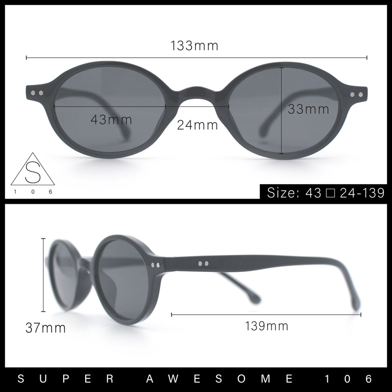 Hipster Snug Oval Round Thin Plastic Horn Rim Hustler Sunglasses