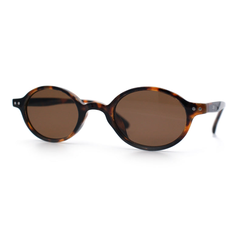 Hipster Snug Oval Round Thin Plastic Horn Rim Hustler Sunglasses