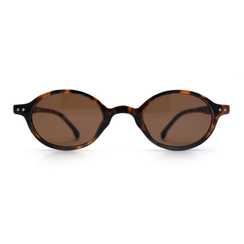 Hipster Snug Oval Round Thin Plastic Horn Rim Hustler Sunglasses