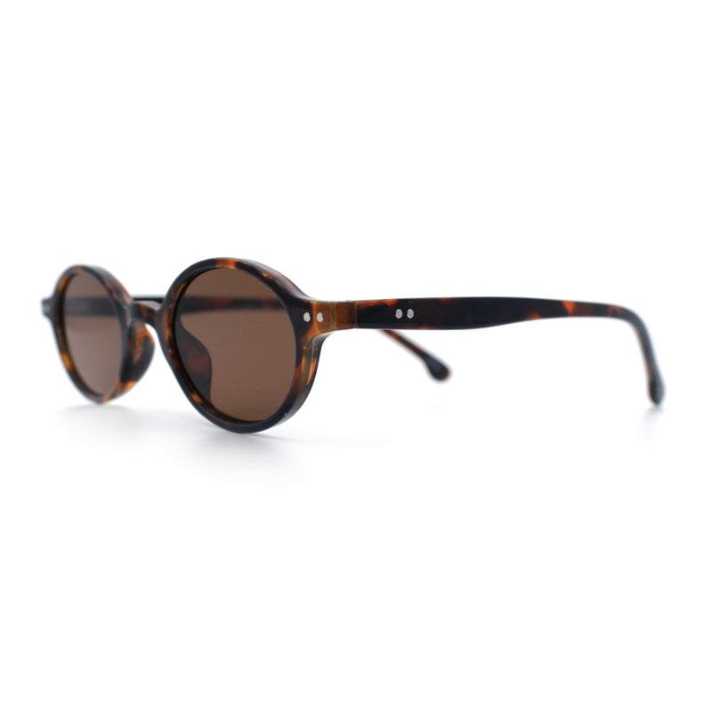 Hipster Snug Oval Round Thin Plastic Horn Rim Hustler Sunglasses