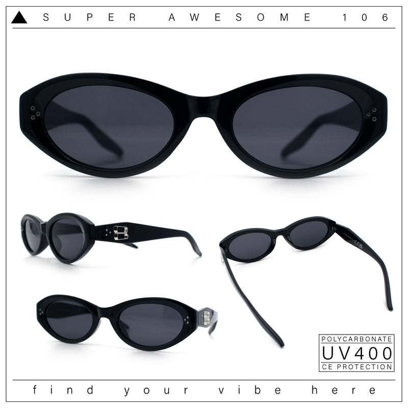 Womens Luxe Mod Fashion Oval Thick Plastic Sunglasses