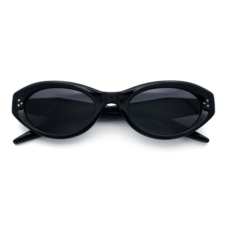 Womens Luxe Mod Fashion Oval Thick Plastic Sunglasses