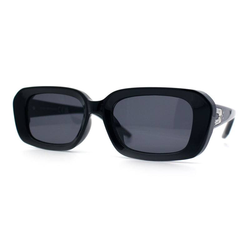 Womens Luxe Mod Fashion Rectangle Beveled Thick Plastic Sunglasses