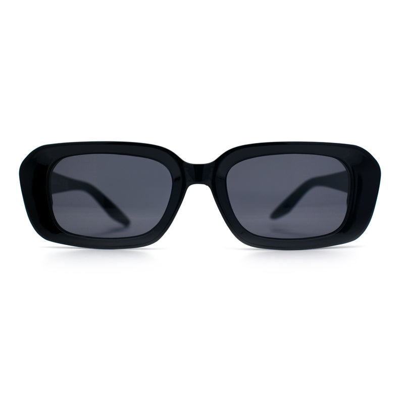 Womens Luxe Mod Fashion Rectangle Beveled Thick Plastic Sunglasses